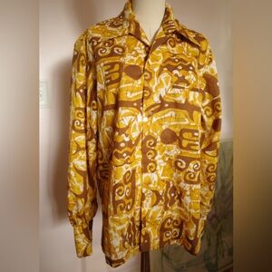 Vintage yellow, long sleeve Hawaiian shirt